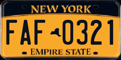 NY license plate FAF0321