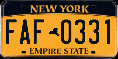 NY license plate FAF0331