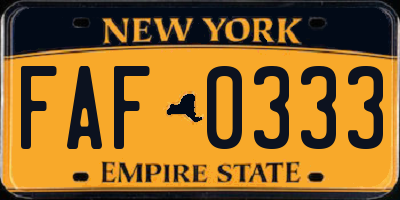 NY license plate FAF0333