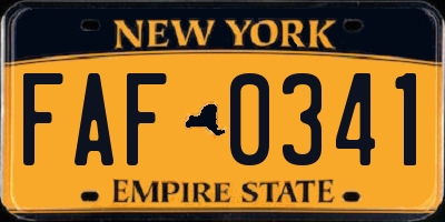 NY license plate FAF0341