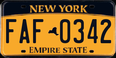 NY license plate FAF0342