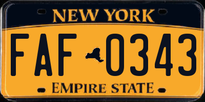 NY license plate FAF0343