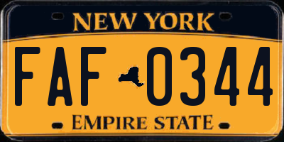 NY license plate FAF0344