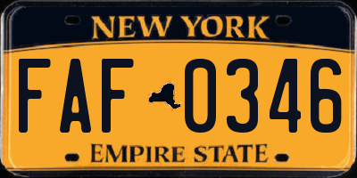 NY license plate FAF0346