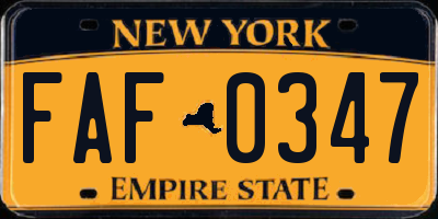 NY license plate FAF0347