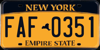 NY license plate FAF0351