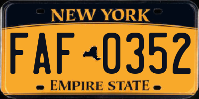 NY license plate FAF0352