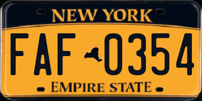 NY license plate FAF0354