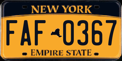 NY license plate FAF0367