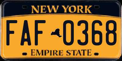 NY license plate FAF0368