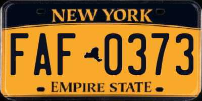 NY license plate FAF0373