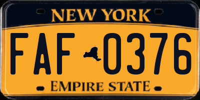 NY license plate FAF0376