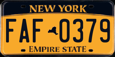 NY license plate FAF0379