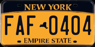 NY license plate FAF0404