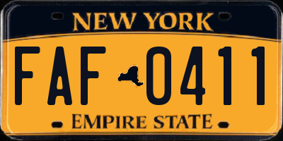 NY license plate FAF0411