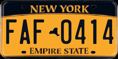 NY license plate FAF0414