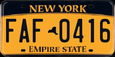 NY license plate FAF0416