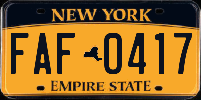 NY license plate FAF0417