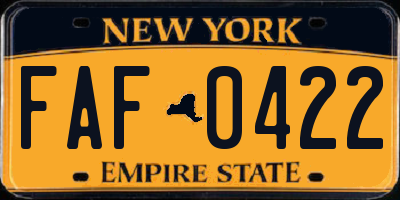 NY license plate FAF0422