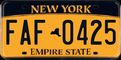 NY license plate FAF0425