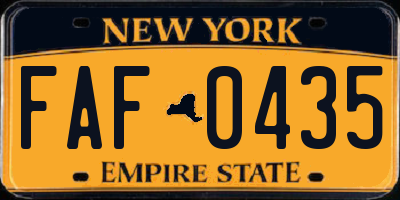 NY license plate FAF0435