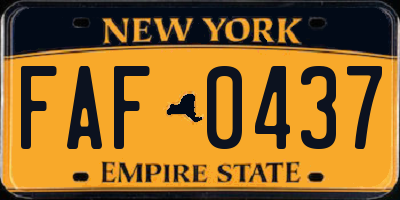 NY license plate FAF0437