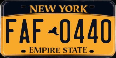 NY license plate FAF0440