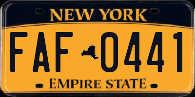 NY license plate FAF0441