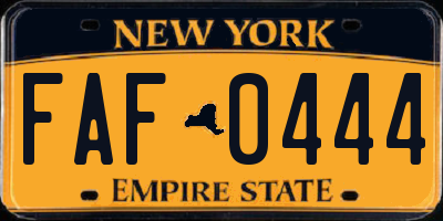 NY license plate FAF0444