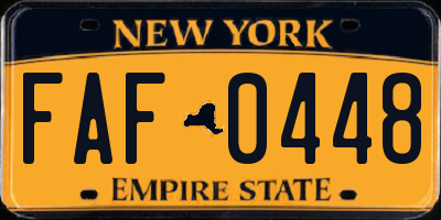 NY license plate FAF0448