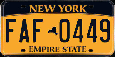 NY license plate FAF0449