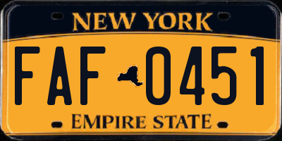 NY license plate FAF0451