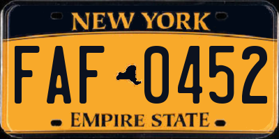 NY license plate FAF0452