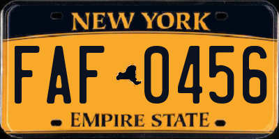 NY license plate FAF0456