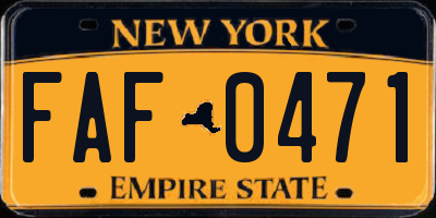 NY license plate FAF0471