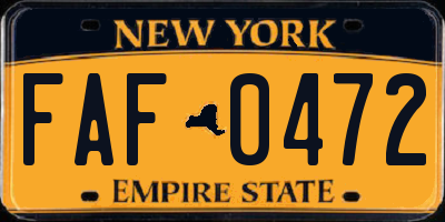 NY license plate FAF0472