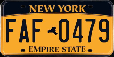 NY license plate FAF0479