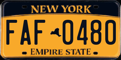 NY license plate FAF0480