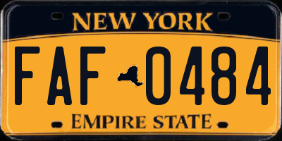 NY license plate FAF0484