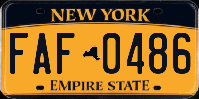 NY license plate FAF0486