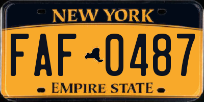 NY license plate FAF0487