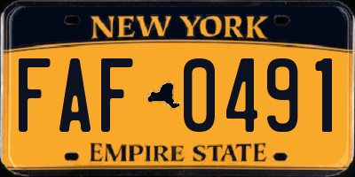 NY license plate FAF0491