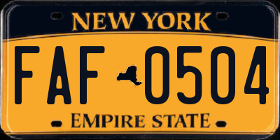 NY license plate FAF0504