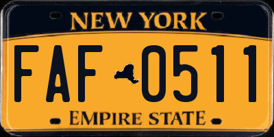 NY license plate FAF0511