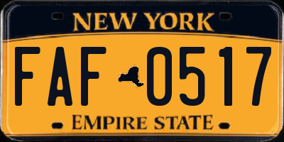 NY license plate FAF0517
