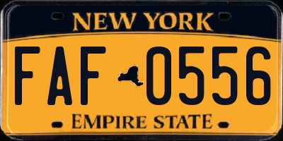 NY license plate FAF0556