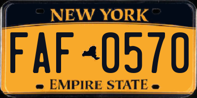 NY license plate FAF0570
