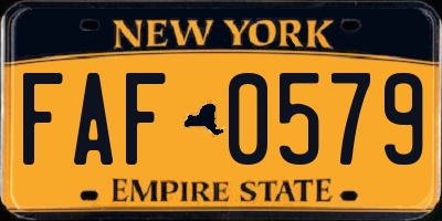 NY license plate FAF0579