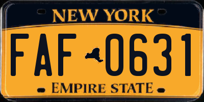 NY license plate FAF0631