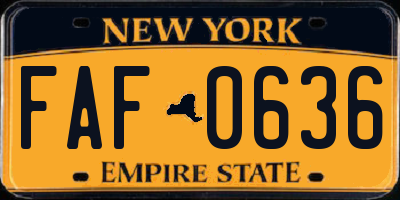 NY license plate FAF0636